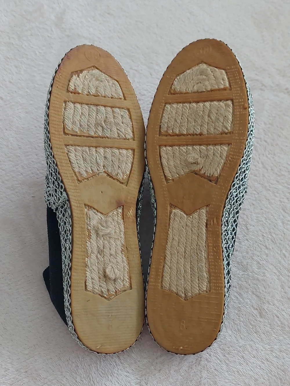 Embellished Black and Silver Espadrille Flats NWOT